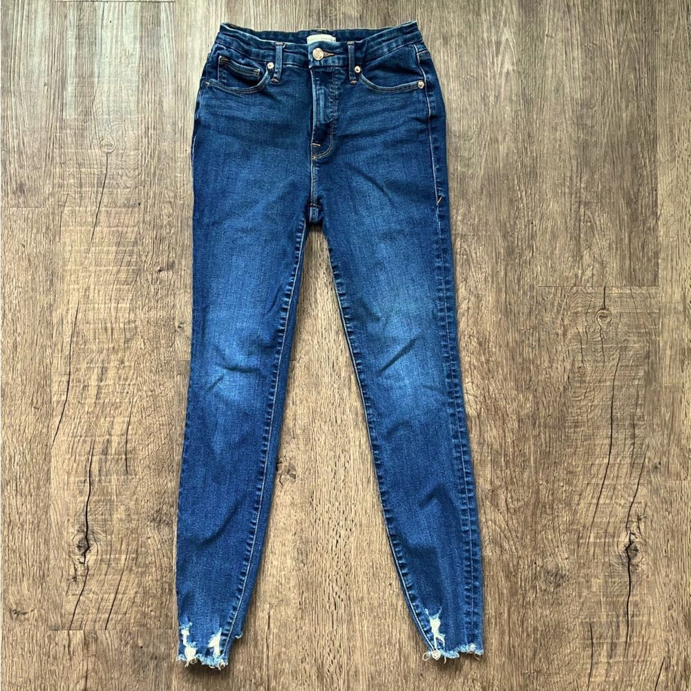 Good American Good Legs Frayed Hem Skinny Jeans